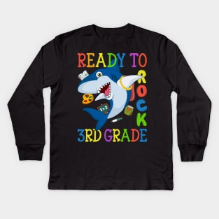 Dabbing 3rd Grade Shark Back To School Kids Long Sleeve T-Shirt